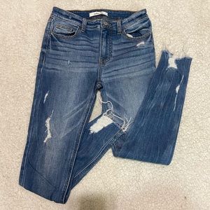 Willow and root buckle skinny jeans distressed denim 25/27 euc high waist